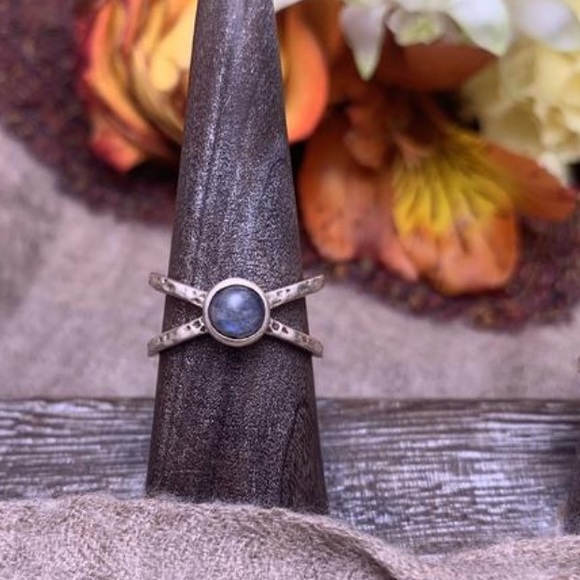 Labradorite Double Band 925 silver US size 5 1/4 - Picture 4 of 5